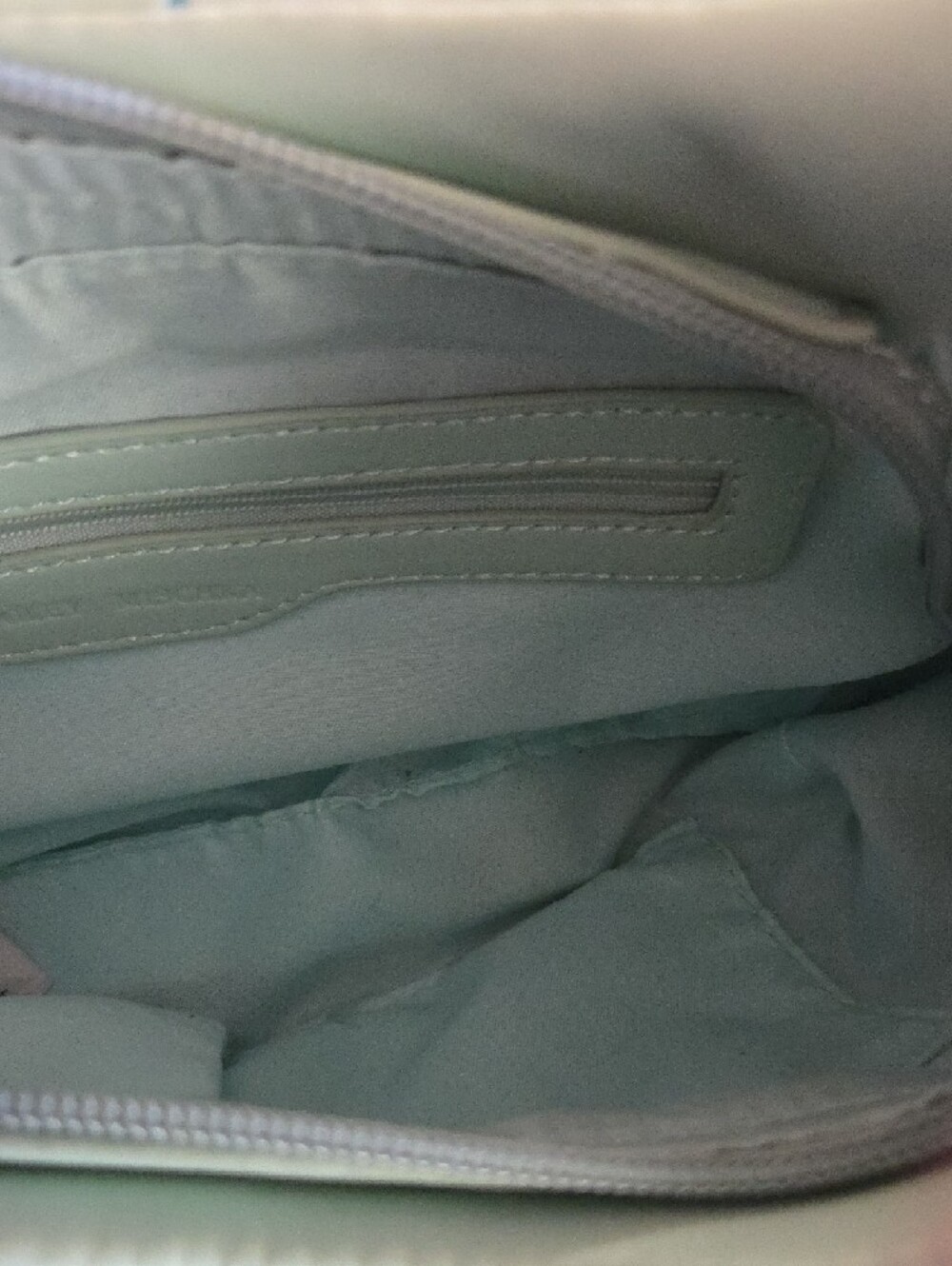 Badgley Mischka Mint Green Ruché Hobo with Silver Logo - Picture 5 of 5